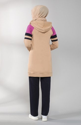 Yazı Baskılı Eşofman Takım 8074-03 Vizon