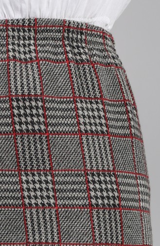 Ekose Desenli Kışlık Etek 0072-02 Siyah Bordo