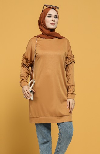 Sleeve Frilled Sweatshirt 8227-05 Mustard 8227-05