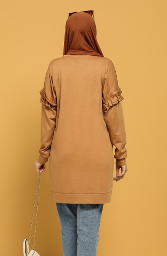 Kolu Fırfırlı Sweatshirt 8227-05 Hardal