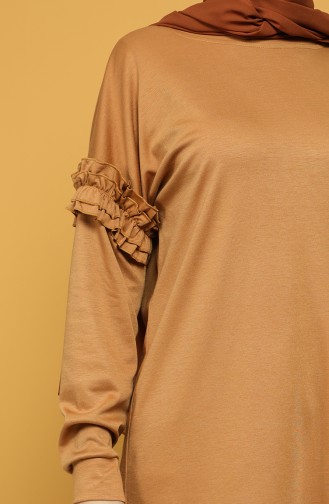 Sleeve Frilled Sweatshirt 8227-05 Mustard 8227-05