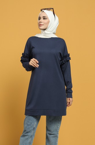 Sleeve Frilled Sweatshirt 8227-08 Indigo 8227-08