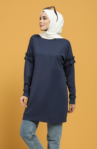 Sleeve Frilled Sweatshirt 8227-08 Indigo 8227-08