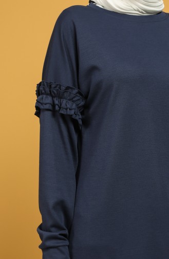 Sleeve Frilled Sweatshirt 8227-08 Indigo 8227-08