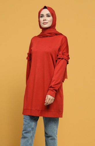 Sleeve Frilled Sweatshirt 8227-04 Tile 8227-04