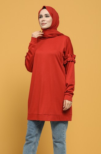 Rüschenärmel Sweatshirt 8227-04 Ziegelrot 8227-04