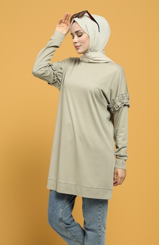 Sleeve Frilled Sweatshirt 8227-02 Stone 8227-02