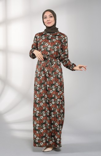 Khaki Hijab Kleider 8887-04
