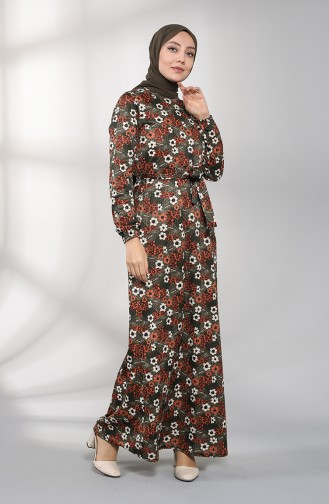 Khaki Hijab Kleider 8887-04