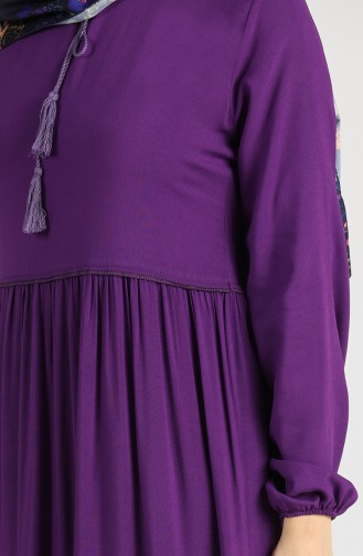 Elastic Sleeve Gathered Dress 4556-03 Purple 4556-03