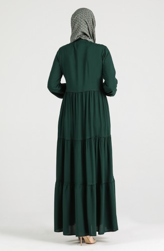 Elastic Sleeve Gathered Dress 4556-05 Emerald Green 4556-05