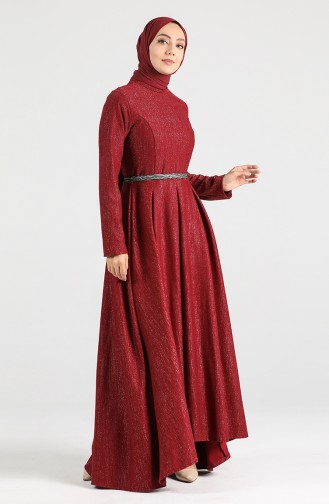 Jacquard Dress 5200-02 Burgundy 5200-02