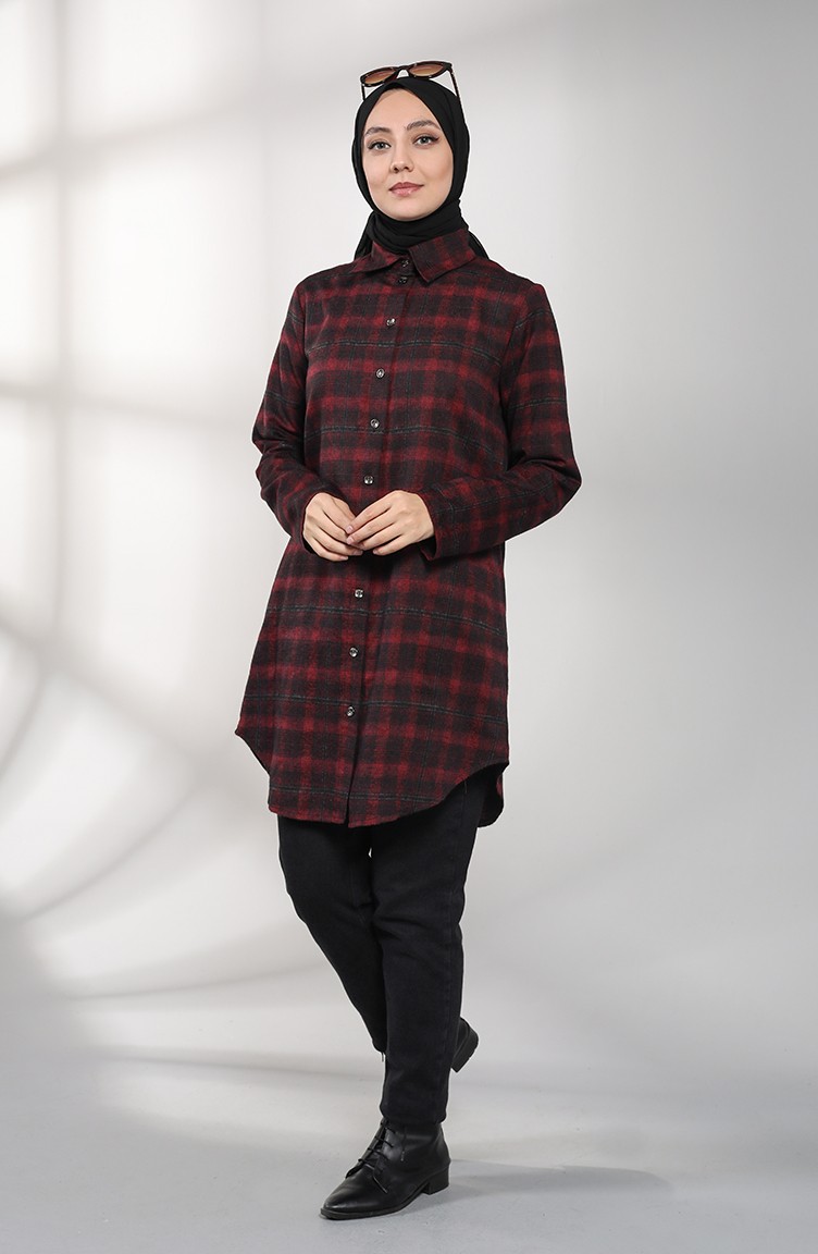 Oduncu Gömlek Tunik 3225-01 Bordo