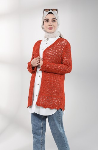 Ziegelrot Strickjacke 0584-02