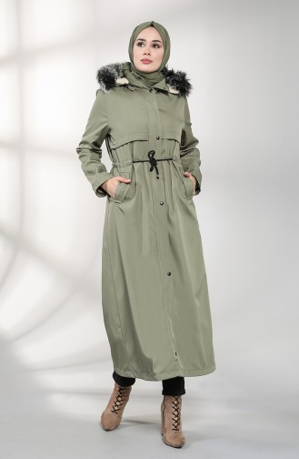 Hooded Long Coat 0508-04 Light Khaki 0508-04