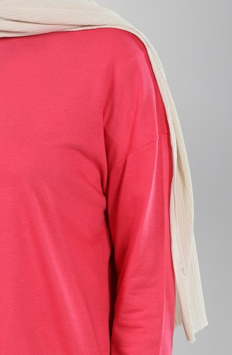 Asimetrik Kesim Sweatshirt 8137-01 Pembe