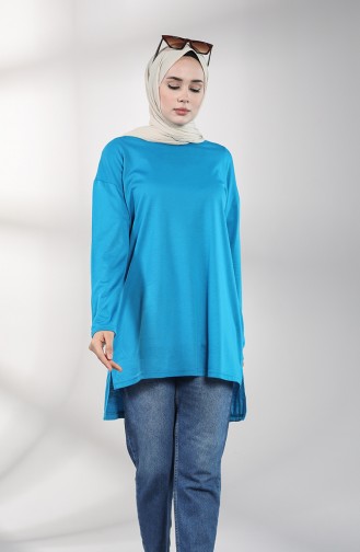 Asimetrik Kesim Sweatshirt 8137-06 Mavi