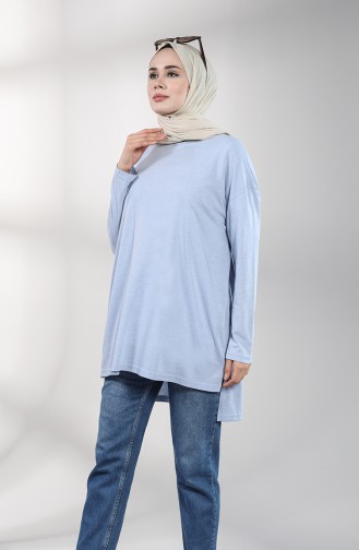 Asimetrik Kesim Sweatshirt 8137-09 Buz Mavisi