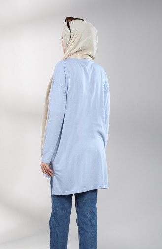 Asimetrik Kesim Sweatshirt 8137-09 Buz Mavisi