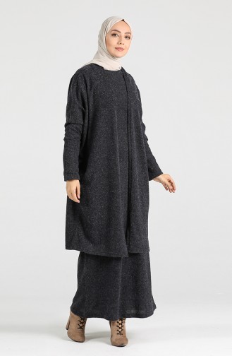 Triko Elbise Hırka İkili Takım 3800-02 Lacivert