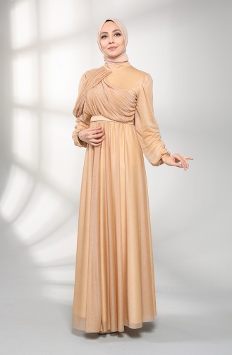 Silvery Evening Dress 1025-02 Gold 1025-02