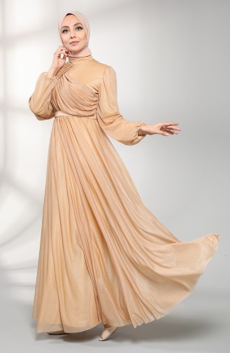 Gold Hijab-Abendkleider 1025-02