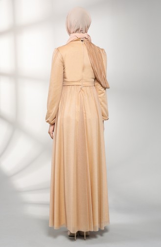 Gold Hijab-Abendkleider 1025-02