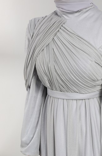 Grau Hijab-Abendkleider 1025-03