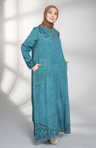 Robe Hijab Pétrole 9898-02