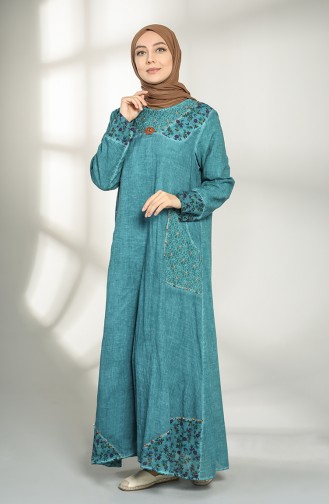 Robe Hijab Pétrole 9898-02