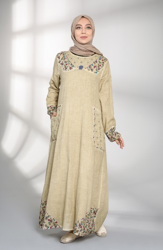 Chile Cloth Dress with Pockets 9898-03 Beige 9898-03