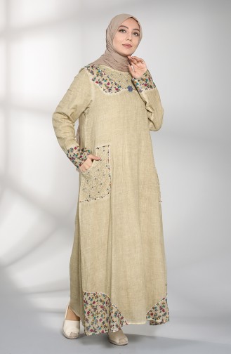 Chile Cloth Dress with Pockets 9898-03 Beige 9898-03