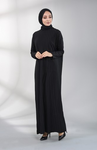 Schwarz Hijab Kleider 8133-01