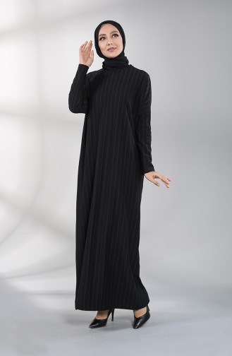Schwarz Hijab Kleider 8133-01