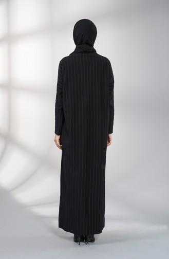 Schwarz Hijab Kleider 8133-01