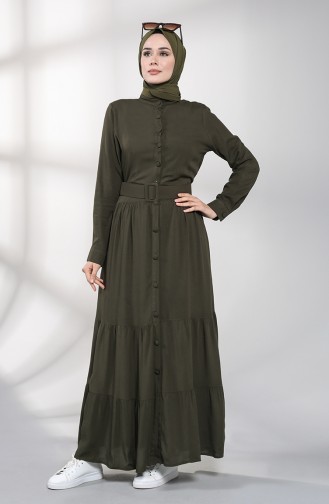 Khaki Hijab Kleider 4555-01