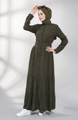 Khaki Hijab Kleider 4555-01