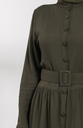Buttoned Hijab Dress 4555-01 Khaki 4555-01