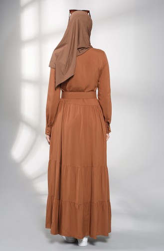 Buttoned Hijab Dress 4555-04 Tobacco 4555-04