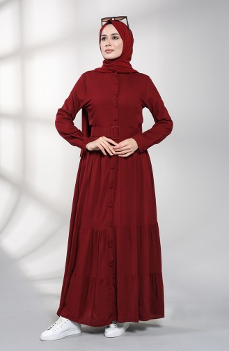 Weinrot Hijab Kleider 4555-06