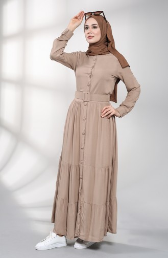 فستان بني مائل للرمادي 4555-09