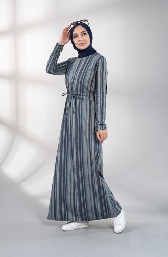 Blau Hijab Kleider 3213-03