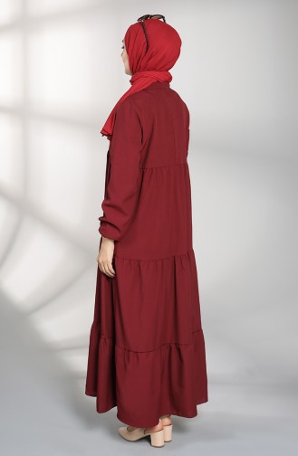 Claret Red Hijab Dress 5160-04