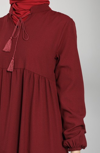 Claret Red Hijab Dress 5160-04