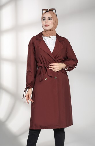 Claret red Trench Coats Models 1484-01