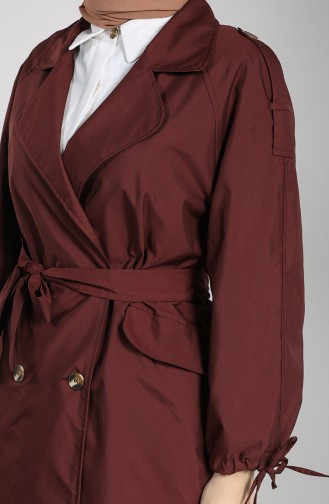 Claret red Trench Coats Models 1484-01
