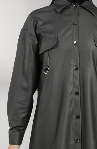 Leather Buttoned Tunic 5582-03 Khaki 5582-03