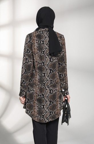 Patterned Buttoned Tunic 2020a-01 Black Mink 2020A-01