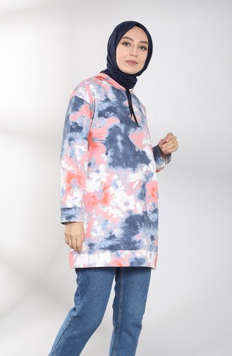 Kapüşonlu Sweatshirt 2276-01 Lacivert Mercan