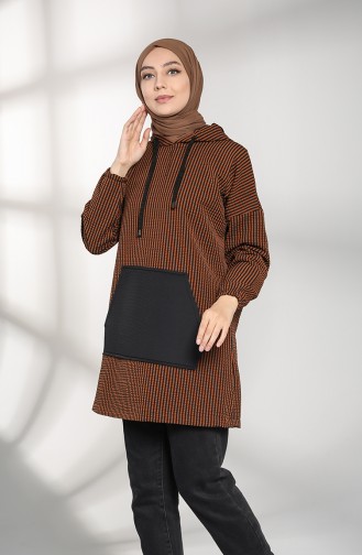 Kapüşonlu Sweatshirt 5341-04 Taba